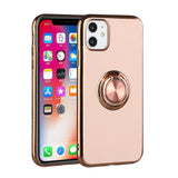 For Apple iPhone 13 Mini (5.4") Slim Hybrid Metal Finger Ring Stand Electroplated Edges TPU Frame Shock-Absorption Bumper  Phone Case Cover