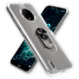 For Nokia C200 Clear Transparent Armor Rugged Defender Shockproof Hybrid with Ring Holder Kickstand  Phone Case Cover