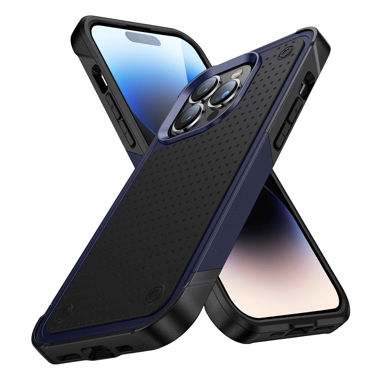 For Apple iPhone 14 /Plus Pro Max Heavy Duty Hybrid Armor Rubber TPU Hard Drop Proof Dot Rugged Tough Durable  Phone Case Cover