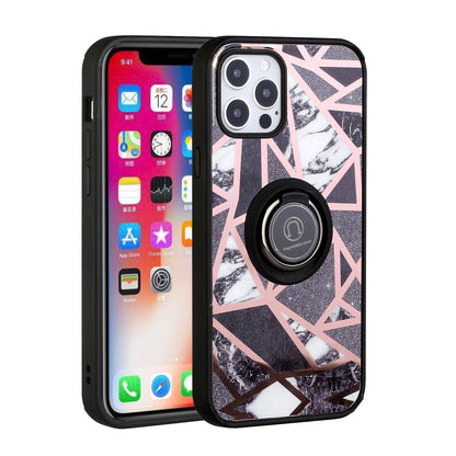 For Apple iPhone 14 Pro Max (6.7") Unique Marble Design with Magnetic Ring Kickstand Hybrid TPU Hard Shockproof  Phone Case Cover
