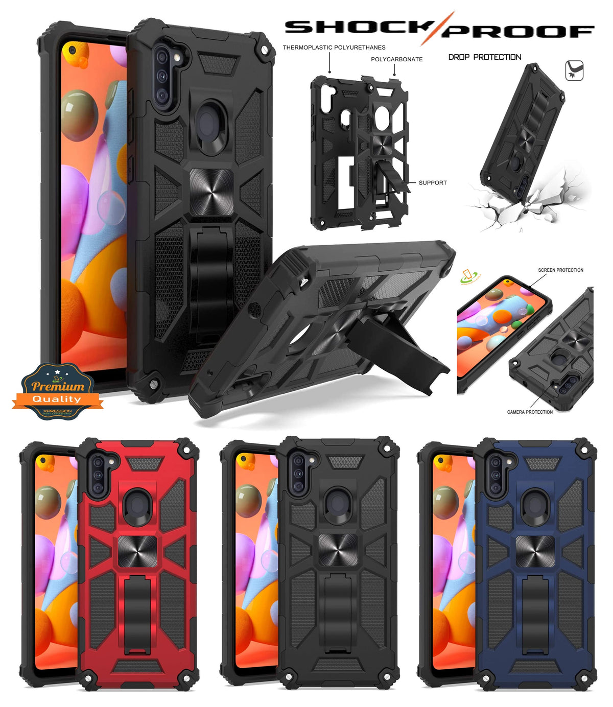 For Apple iPhone 14 (6.1") Cases with Invisible Kickstand Stand Dual Layer Hybrid Shockproof Heavy Duty Hard PC + TPU  Phone Case Cover