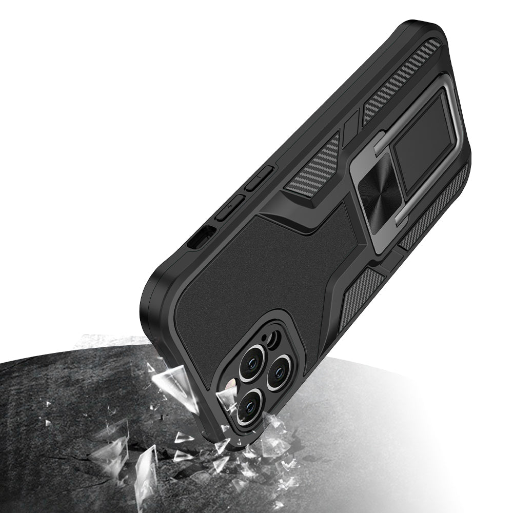 For Samsung Galaxy S21 Plus Shockproof [Military-Grade] with Metal Magnetic Kickstand, Hybrid Rugged TPU Heavy Duty Black Phone Case Cover
