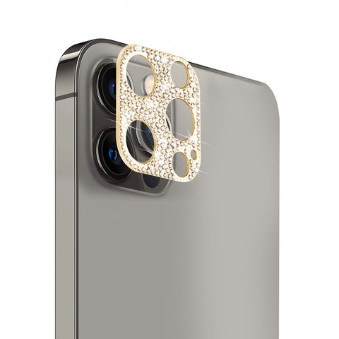 For Apple iPhone 14 Pro Max (6.7") Camera Lens Zinc Alloy With Diamond Bling Lens Protective Camera Decoration Gold Phone Case Cover