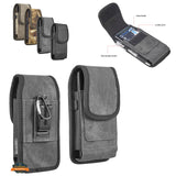 For Nokia C200 Universal Vertical Fabric Case Holster with 2 Card Slots, Pen Holder, Belt Clip Loop & Hook Carrying Phone Pouch [Black]