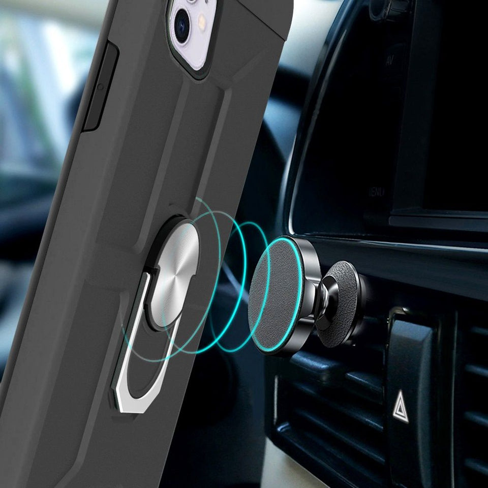 For Apple iPhone 14 Plus (6.7") Hybrid Ring Stand [360° Rotatable Ring Holder Magnetic Kickstand] Rubber TPU Shockproof  Phone Case Cover
