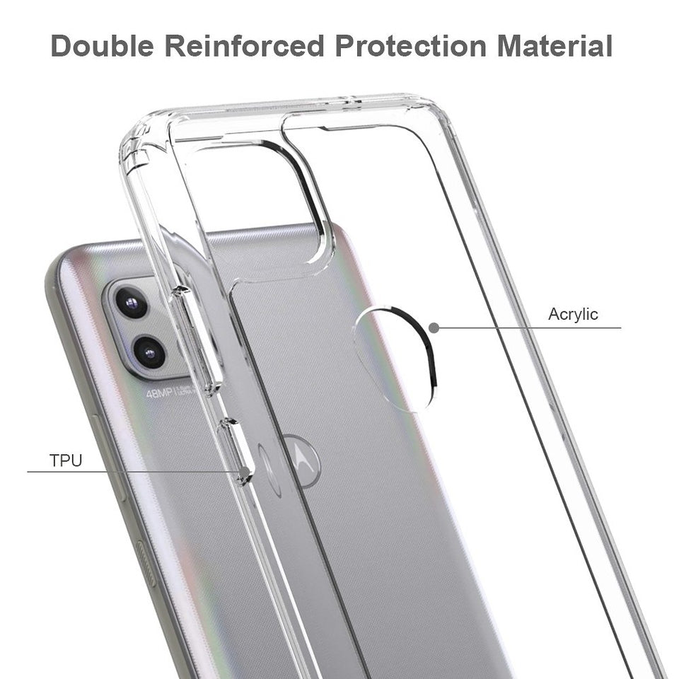 For Apple iPhone 14 Pro Max (6.7") Hybrid Slim Clear Transparent Shock-Absorption Bumper with TPU + Hard PC Back Frame Clear Phone Case Cover