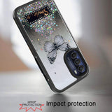 For Motorola Moto G Stylus 5G 2022 Butterfly Smile Glitter Bling Sparkle Epoxy Glittering Shining Hybrid Hard PC TPU  Phone Case Cover