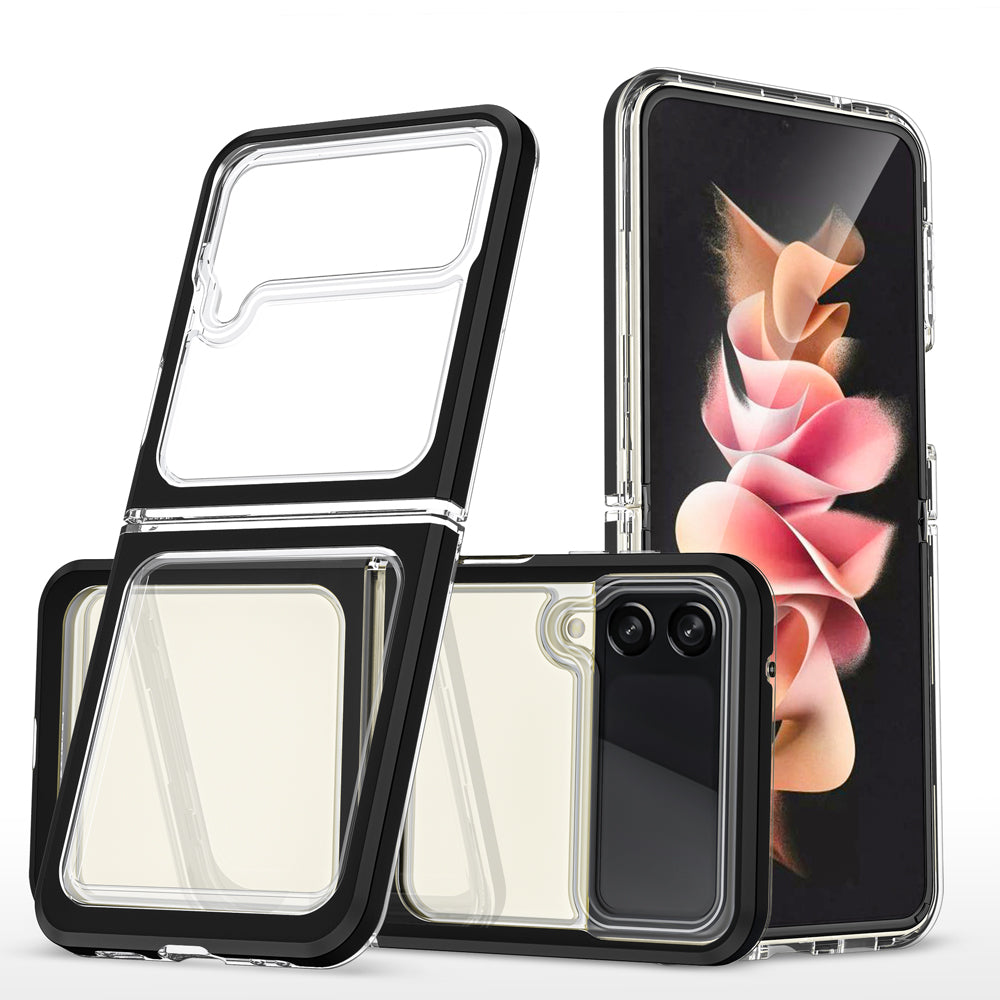 For Samsung Galaxy Z Flip 4 5G Clear Crystal Transparent Shock Absorption Hybrid Slim Hard PC Anti-Scratch Shell Protective  Phone Case Cover