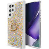 For Samsung Galaxy A13 5G Hybrid Bling Liquid Quicksand Glittering Sparkle TPU Rubber PC with Ring Stand Holder Kickstand  Phone Case Cover