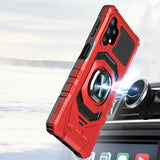 For AT&T Radiant Max 5G (6.8") Hybrid Dual Layer with Rotate Magnetic Ring Stand Holder Kickstand, Rugged Anti-Scratch Protective Red Phone Case Cover