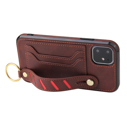 For Apple iPhone 14 /Plus Pro Max Vegan Leather Multi-Functional Credit Cards Slot with Wrist Strap Stand Pocket  Phone Case Cover