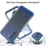 For Samsung Galaxy S21 FE /Fan Edition Dual Layer Hybrid Clear Gradient Two Tone Transparent Shockproof Rubber TPU Frame  Phone Case Cover