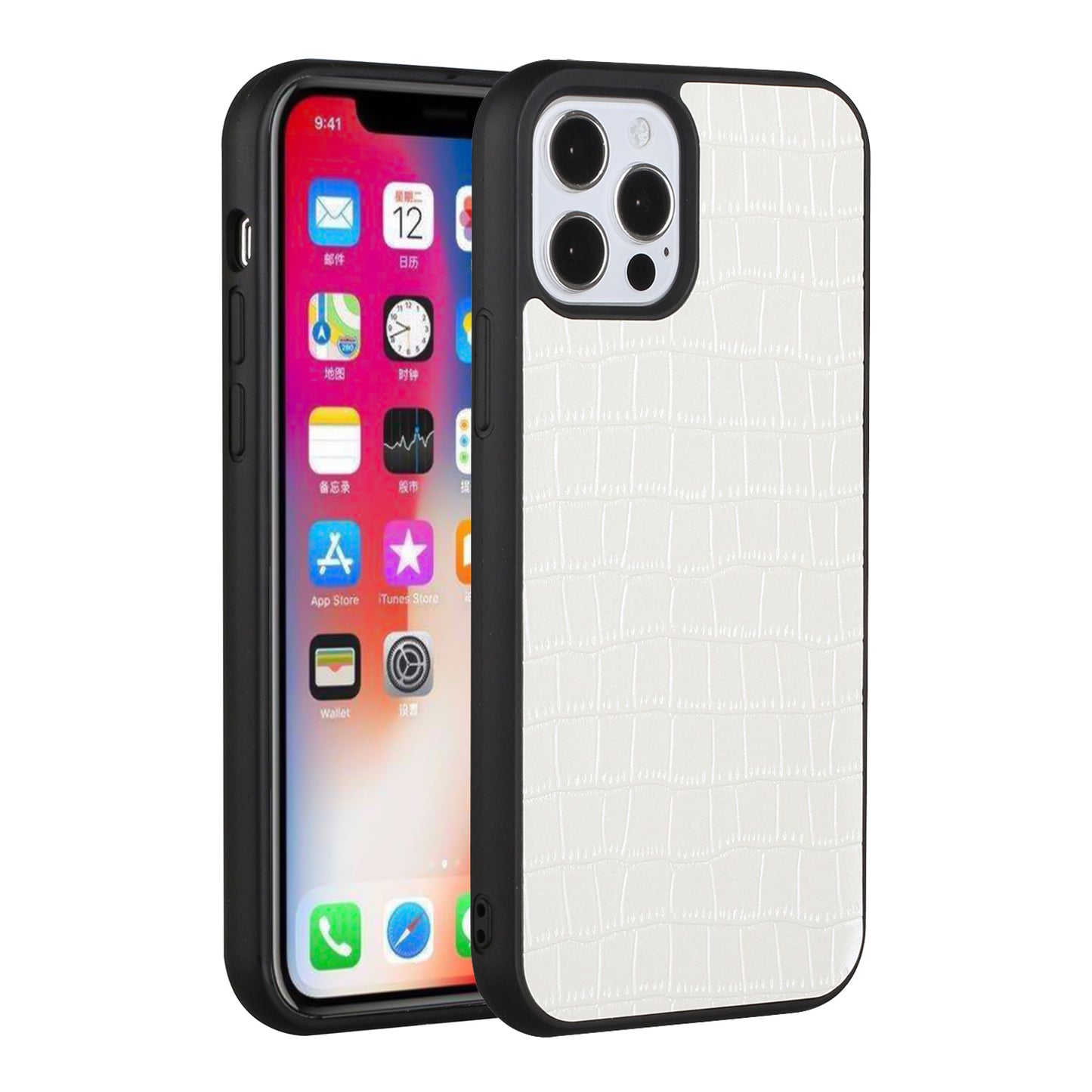 For Apple iPhone 14 Pro (6.1") Slim Thin PU Leather Crocodile Flip Snap On Hybrid Shockproof TPU PC Hard Shell Durable  Phone Case Cover