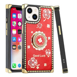 For Apple iPhone 13 Pro Max (6.7") Fashion Square Hearts Diamond Bling Sparkly Glitter Ornaments with Ring Stand  Phone Case Cover