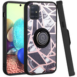 For Samsung Galaxy A71 5G Unique Marble Design with Magnetic Ring Kickstand Holder Hybrid TPU Hard Shockproof Armor  Phone Case Cover
