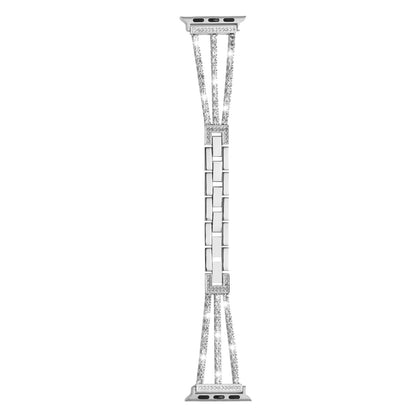 For Apple Watch Size 38/40/41mm Diamond Bling Jewelry Zinc Alloy Replacement Watch Band Strap for iWatch Series 8/7/SE/6/5/4/3/2/1/SE (2022)