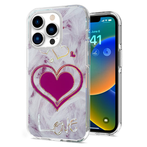 For Apple iPhone 11 (6.1") Electroplated Gold Frame Glitter Bling Transparent Hybrid Hard PC Rubber Shockproof Love Phone Case Cover