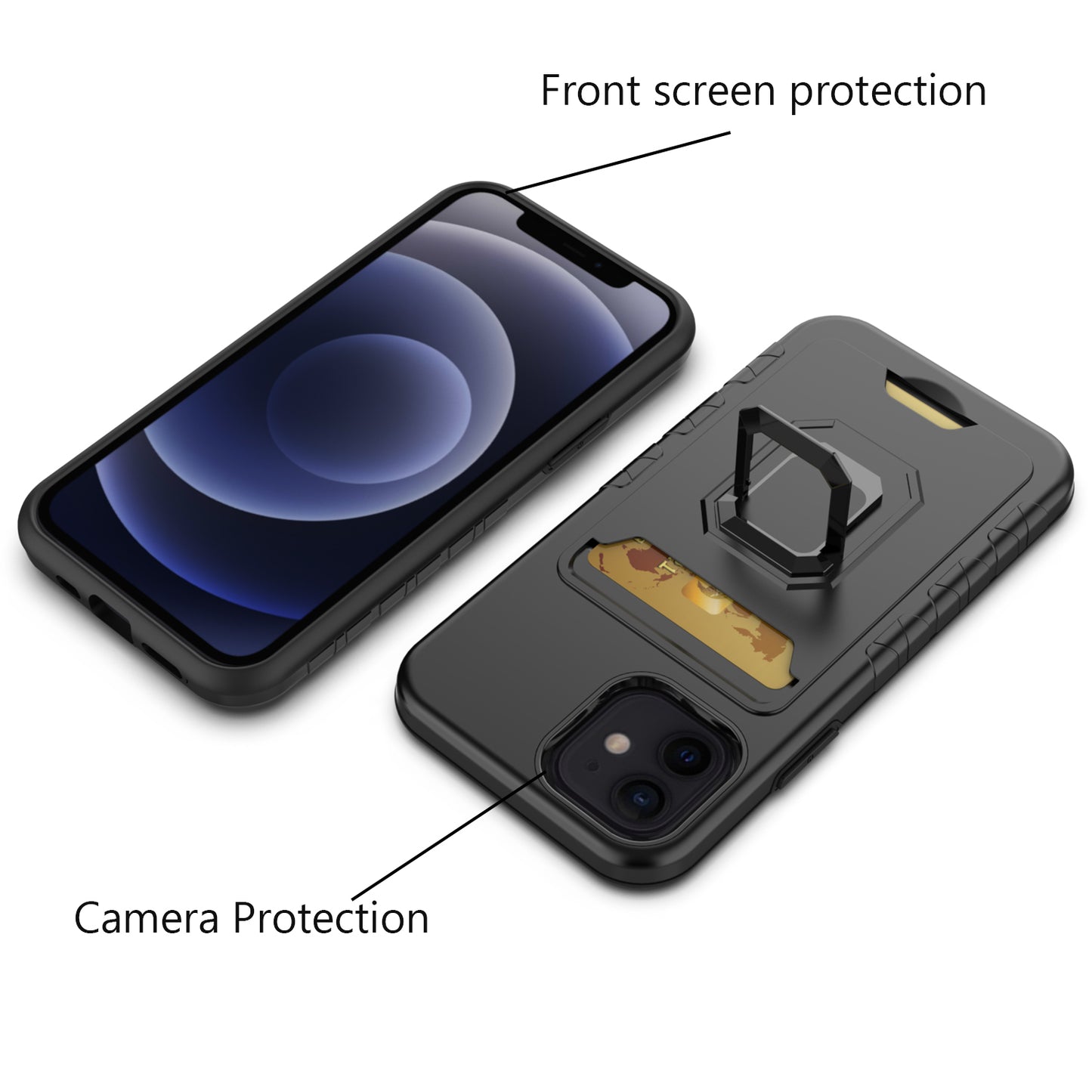 For Apple iPhone 14 Plus (6.7") Stylish Wallet with Credit Card Holder & Magnetic Stand Ring Heavy Duty Hybrid  Phone Case Cover
