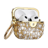 For Apple AirPods 2 & 1 Pearl Diamond Glitter Hybrid Bling Crystal Rhinestone Protective Accessories with Keychain  Phone Case Cover