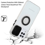 For Apple iPhone 13 Pro Max (6.7") Transparent Cases with Ring Stand & Camera Window, Slide Lens Protection Hybrid Shockproof  Phone Case Cover