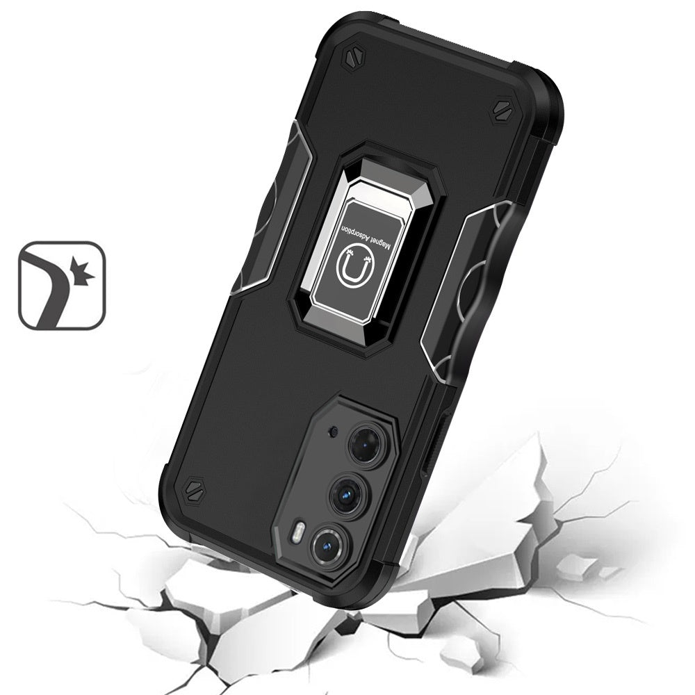 For Motorola Moto Edge (2022) Hybrid Cases with Magnetic Ring Holder Stand Kickstand Heavy Duty Rugged Shockproof  Phone Case Cover