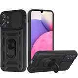 For Samsung Galaxy A33 5G Hybrid Cases with Slide Camera Lens Cover and Ring Holder Kickstand Rugged Dual Layer Heavy Duty Hard  Phone Case Cover