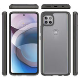For T-Mobile Revvl 6 Pro 5G Hybrid Crystal Clear Transparent Shock-Absorption Bumper with TPU + Hard PC Back Frame Black Phone Case Cover
