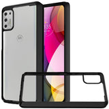 For Motorola Moto G50 5G Hybrid Slim Crystal Clear Transparent Shock-Absorption Bumper with TPU + Hard PC Back Frame Black Phone Case Cover