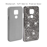 For Apple iPhone 13 (6.1") Bling Rhinestone Diamond Shiny Glitter Hybrid Bumper Dual Layer Rugged Shell Hard PC TPU Rubber  Phone Case Cover
