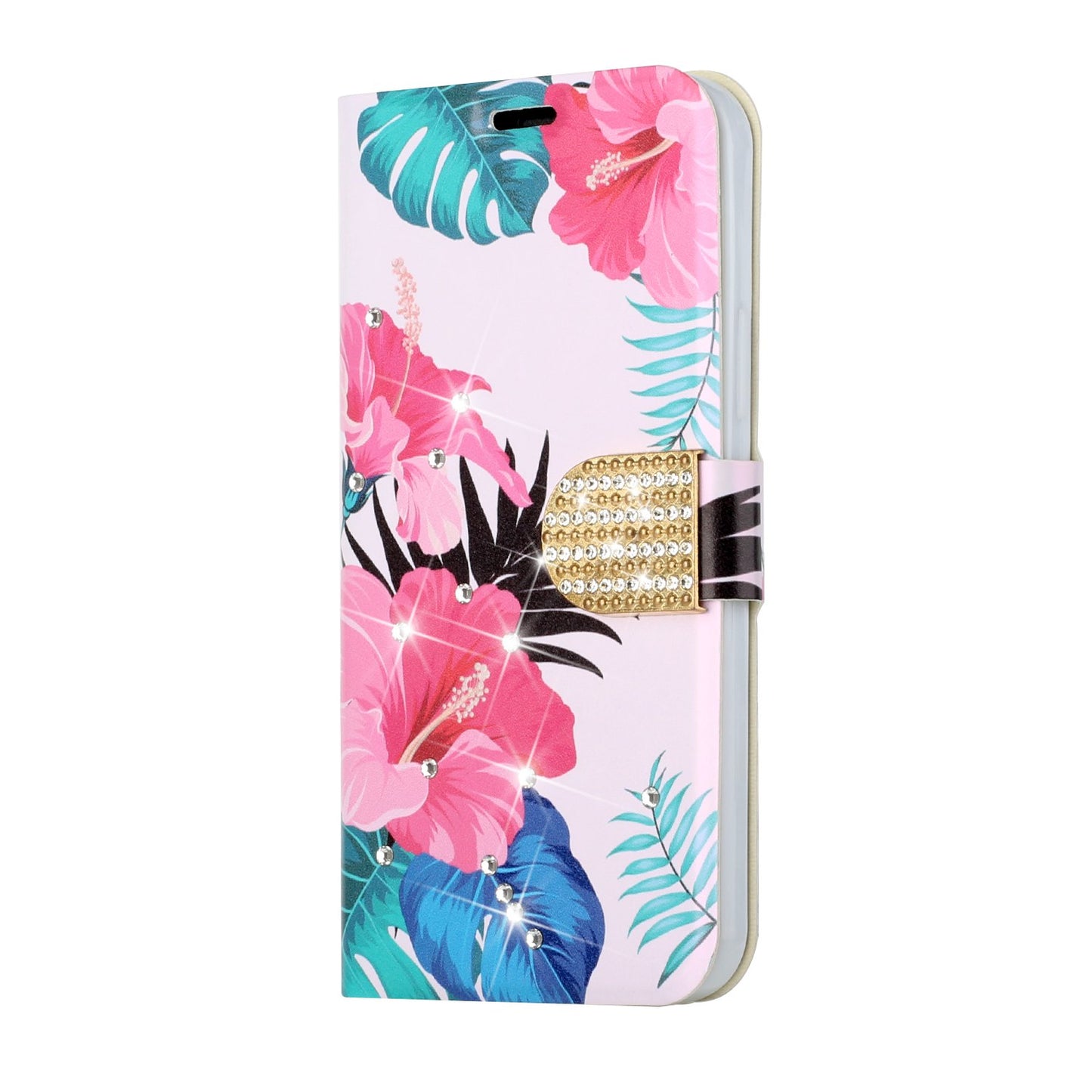 For Motorola Moto G Pure Design Pattern PU Leather Wallet Case 3D Diamond Bling Buckle with Credit Card Slot & Stand Pouch Flip  Phone Case Cover