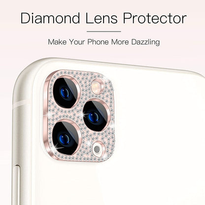 For Apple iPhone 14 Pro (6.1") Camera Lens Zinc Alloy With Diamond Bling Glitter Lens Protective Camera Decoration Gold