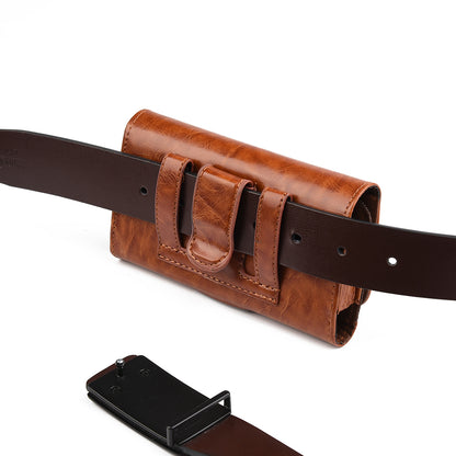 For Nokia C200 Universal Horizontal Leather Case Belt Clip Holster with Clip Loops Cell Phone Carrying Pouch [Magnetic Closure] [Brown]