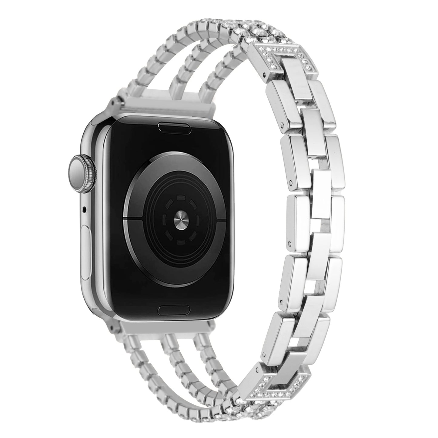 For Apple Watch Size 42/44/45mm Diamond Bling Jewelry Zinc Alloy Replacement Watch Band Strap for iWatch Series 8/7/SE/6/5/4/3/2/1/SE (2022)