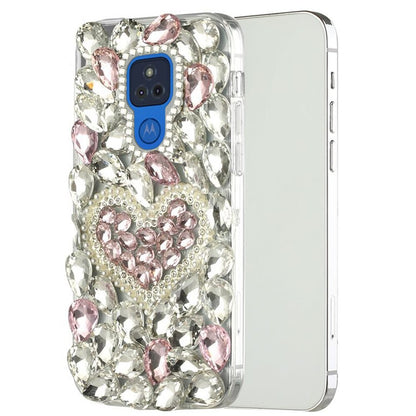 For Samsung Galaxy S22 Ultra Bling Crystal 3D Full Diamonds Luxury Sparkle Transparent Rhinestone Hybrid Protective Pink Pearl Heart Phone Case Cover