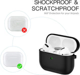 For Apple AirPods 3 (2021) Full Protective Silicone TPU Skin Accessories with Keychain [Front LED Visible] Hybrid Shockproof Black