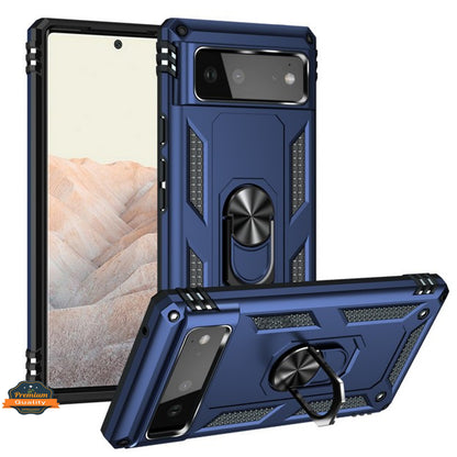 For Google Pixel 7 Pro Shockproof Hybrid Dual Layer PC + TPU with Ring Stand Metal Kickstand Heavy Duty Armor Shell  Phone Case Cover