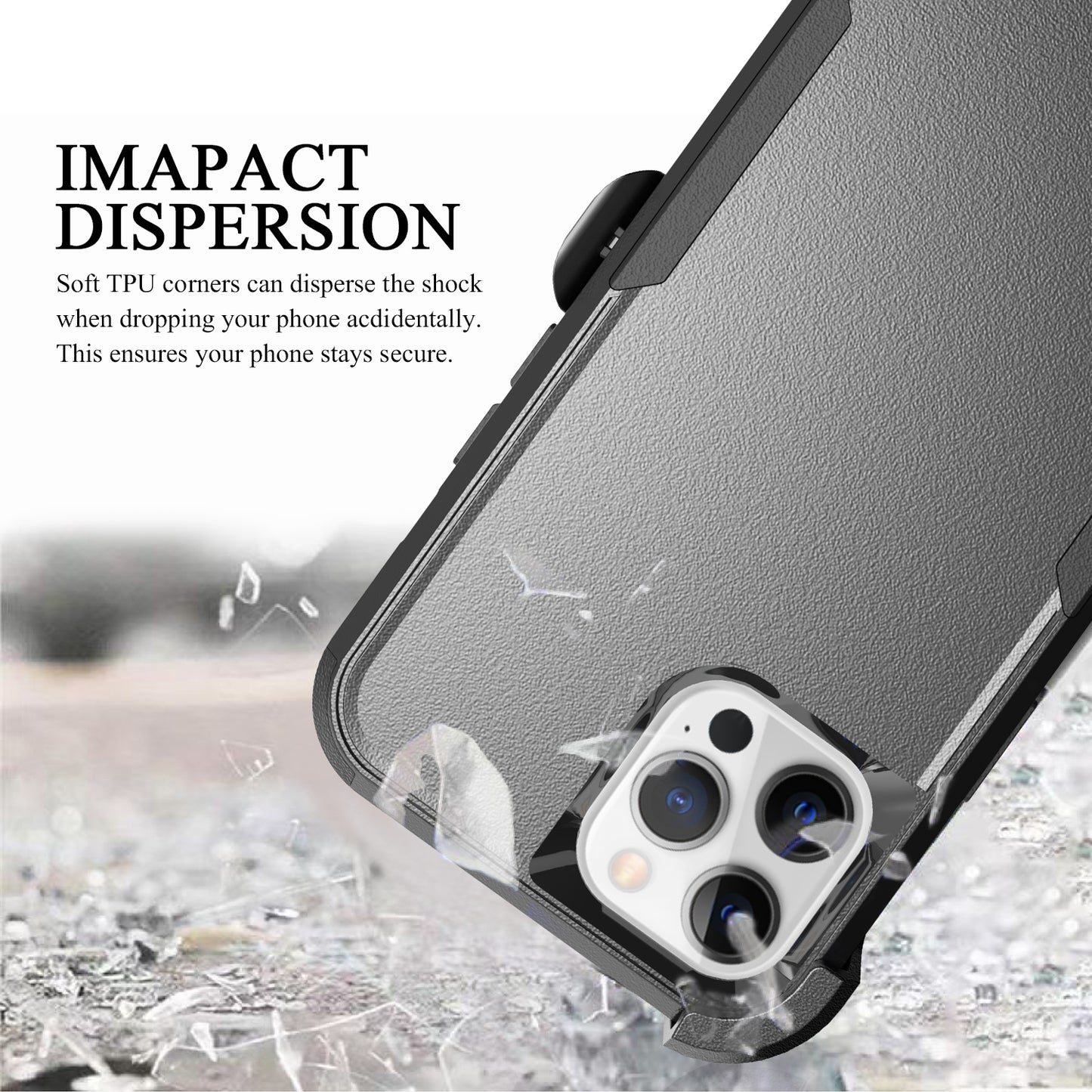 For Apple iPhone 13 Pro Max Hybrid Rugged Shockproof Military Tough Heavy Duty with 360 Swivel Belt Clip Stand & Holster Black Phone Case Cover