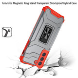 For Samsung Galaxy S21 FE /Fan Edition Transparent 360 Rotation Built-in Magnetic Ring Kickstand Holder Hybrid Rugged Armor Bumper  Phone Case Cover