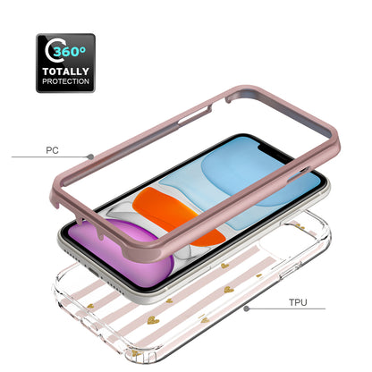For Apple iPhone 14 (6.1") Beautiful Design 3 in 1 Hybrid Triple Layer Armor Hard PC Plastic Rubber TPU Frame  Phone Case Cover