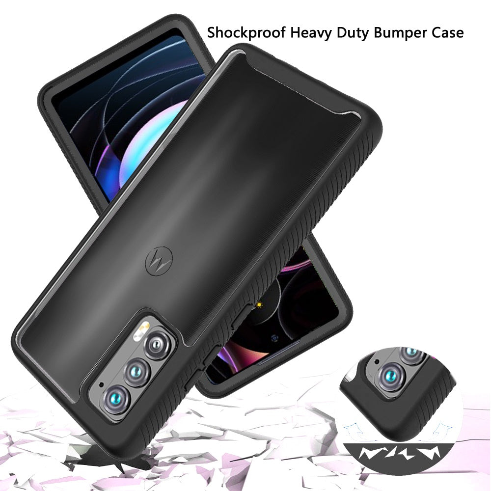 For Motorola Edge 2021 Clear Dual Layer Rugged Bumper Frame Heavy Duty Hybrid Shockproof Rubber TPU Full Body Defender  Phone Case Cover