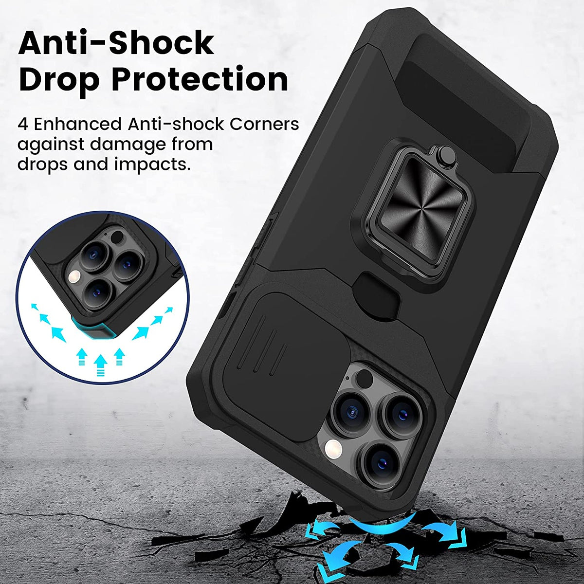 For Apple iPhone 13 /Pro /Mini Wallet Case Designed with Slide Camera Protection, Card Slot & Ring Kickstand Magnetic Car Mount  Phone Case Cover