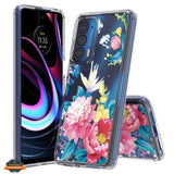 For Motorola Edge 2021 Floral Patterns Design Transparent Soft TPU Silicone Shock Absorption Bumper Slim Hard Back  Phone Case Cover