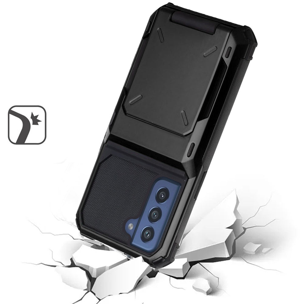 For Apple iPhone 13 Pro (6.1") Multiple Wallet Hidden Credit Card Holder (Upto 5 Cards) Shockproof Hybrid Armor Durable  Phone Case Cover