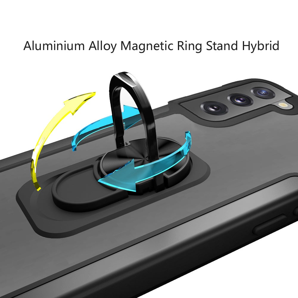 For Samsung Galaxy S22 Ultra Clear Stand Military Grade Design Hybrid Ring Holder Kickstand [Magnetic Car Mount Feature]  Phone Case Cover