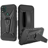 For TCL A3 Combo 3 in 1 Rugged Swivel Belt Clip Holster Heavy Duty Tuff Hybrid Armor Rubber TPU + Hard PC with Kickstand Stand Black Phone Case Cover