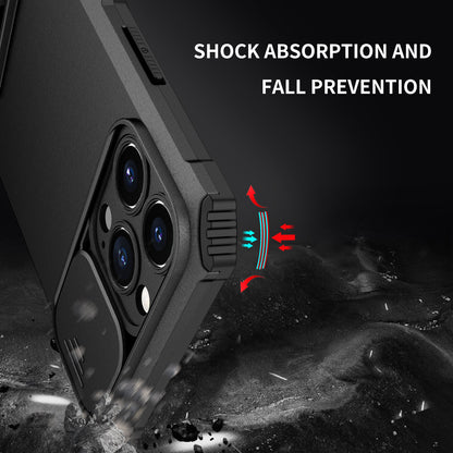 For Apple iPhone 14 Pro (6.1") Slim Hybrid Hard PC & TPU Rubber Shockproof with Kickstand & Covered Camera Protection  Phone Case Cover