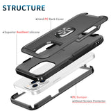 For Samsung Galaxy A13 5G Heavy Duty 3in1 Magnetic Ring Kickstand Stand Hybrid Shockproof Military-Grade Protection Black Phone Case Cover