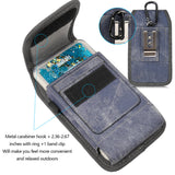 For Nokia C200 Universal Vertical Fabric Case Holster with 2 Card Slots, Pen Holder, Belt Clip Loop & Hook Carrying Phone Pouch [Denim Blue]