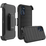 For Motorola Moto G 5G 2022 Combo 3in1 Holster Heavy Duty Rugged with Swivel Belt Clip and Kickstand Black Phone Case Cover