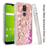 For Cricket Icon 3 Floral Design Quicksand Water Flowing Liquid Floating Sparkle Colorful Glitter Bling Flower Fashion TPU Hybrid Hard  Phone Case Cover